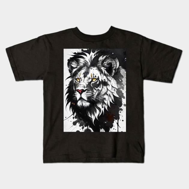 Ink Style Lion Kids T-Shirt by Voodoo Production
